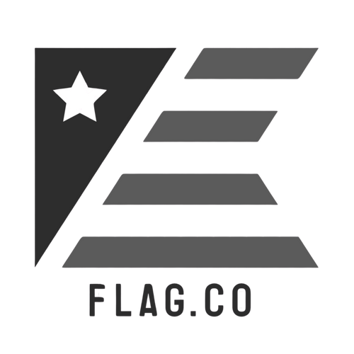 Logo of FLAG.CO with a star and horizontal stripes on a white background